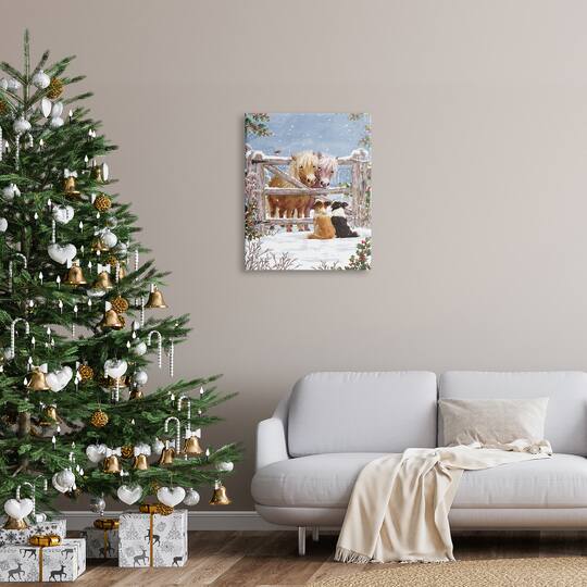 Stupell Industries Ponies & Dogs Winter Farm Scene Canvas Wall Art